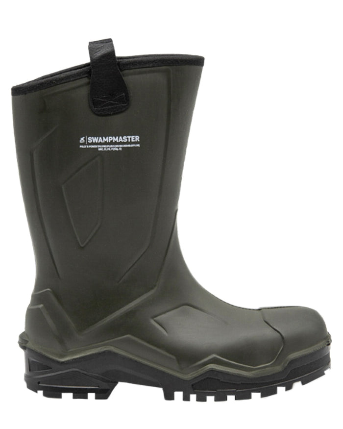 Green Coloured Xpert Mens Swampmaster Pro Challenger+ Safety Wellingtons on White Background
#colour_green