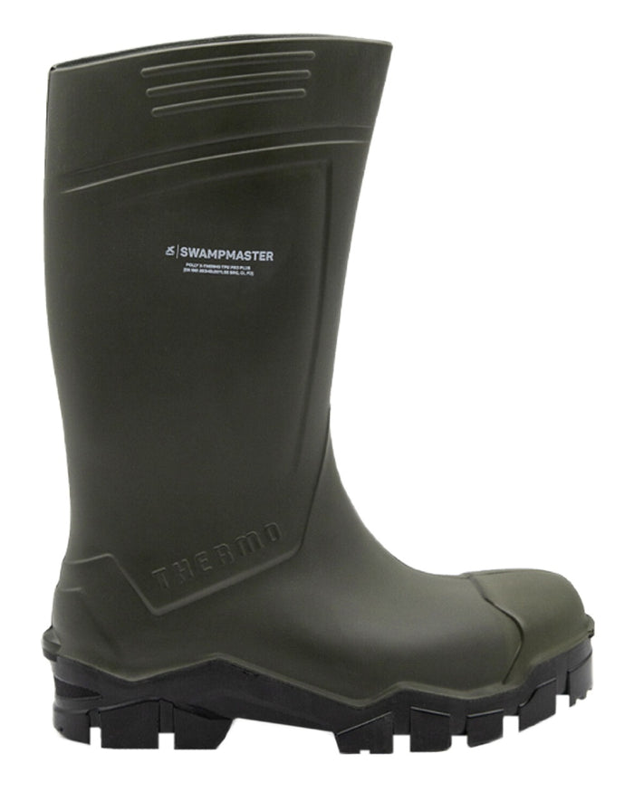 Green Coloured Xpert Mens Swampmaster Pro Thermo S5 Safety Wellingtons on White Background
#colour_green