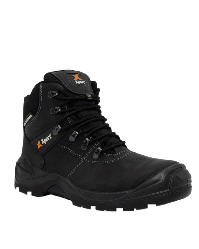 Black Coloured Xpert Mens Typhoon Waterproof Safety Boots on White Background
#colour_black