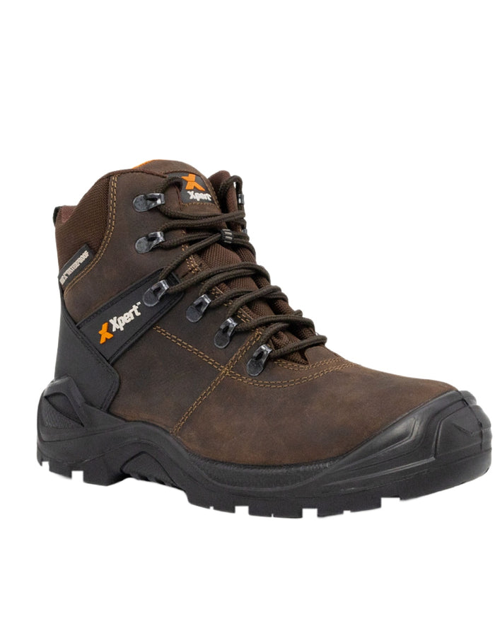 Brown Coloured Xpert Mens Typhoon Waterproof Safety Boots on White Background
#colour_brown