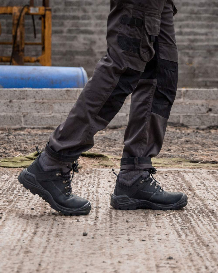 Black Coloured Xpert Mens Warrior Safety Laced Boots on Outdoor Background
#colour_black
