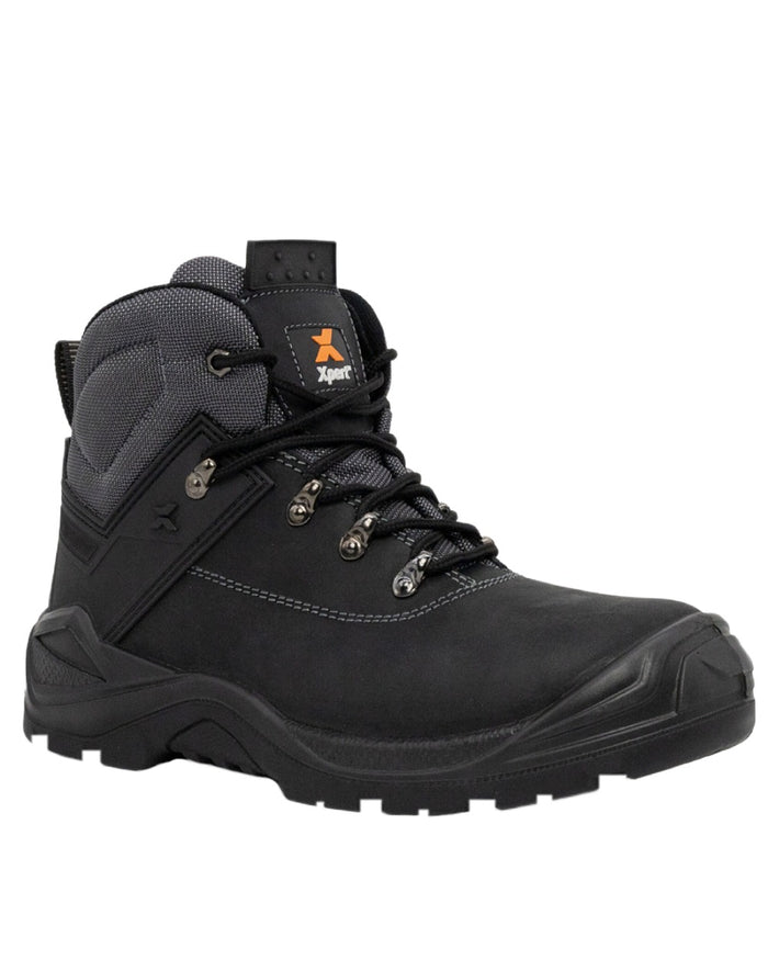 Black Coloured Xpert Mens Warrior Safety Laced Boots on White Background
#colour_black