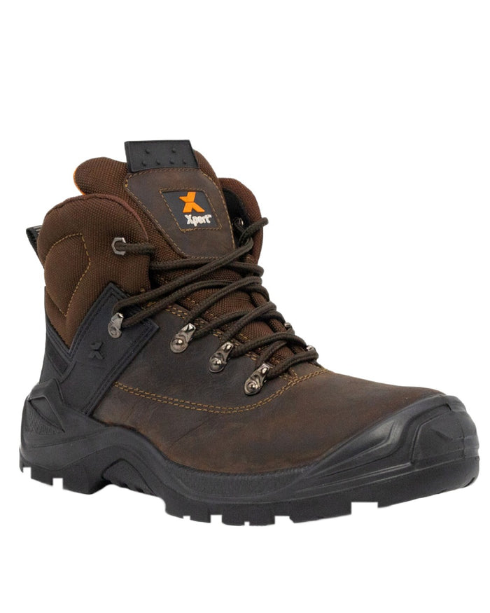 Brown Coloured Xpert Mens Warrior Safety Laced Boots on White Background
#colour_brown