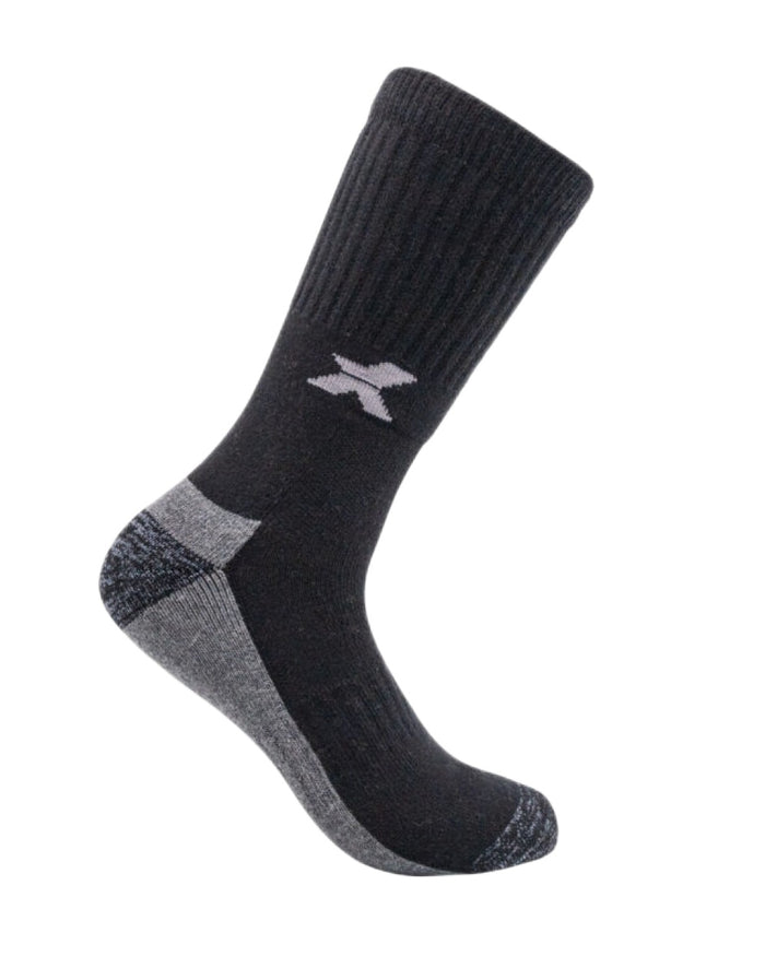 Black Coloured Xpert Pro Active Work Sock 3 Packs on White Background
#colour_black