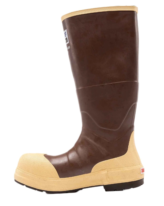 Brown Tan Coloured Xtratuf Legacy NXT Steel Toe Fishing Boots on white background #colour_brown-tan