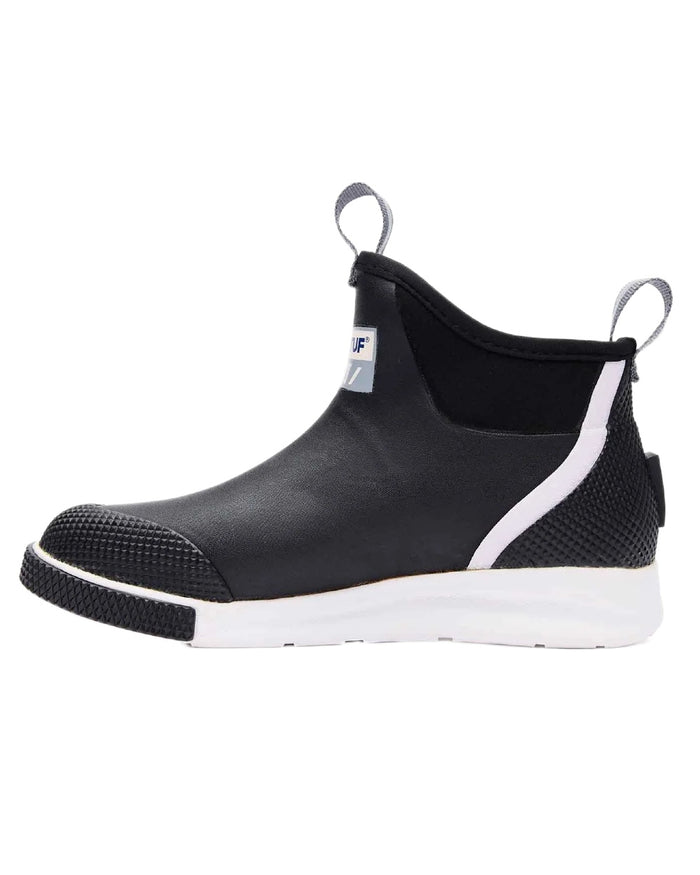 Black Coloured Xtratuf Mens 6" Ankle Deck Sport Boots on white background #colour_black