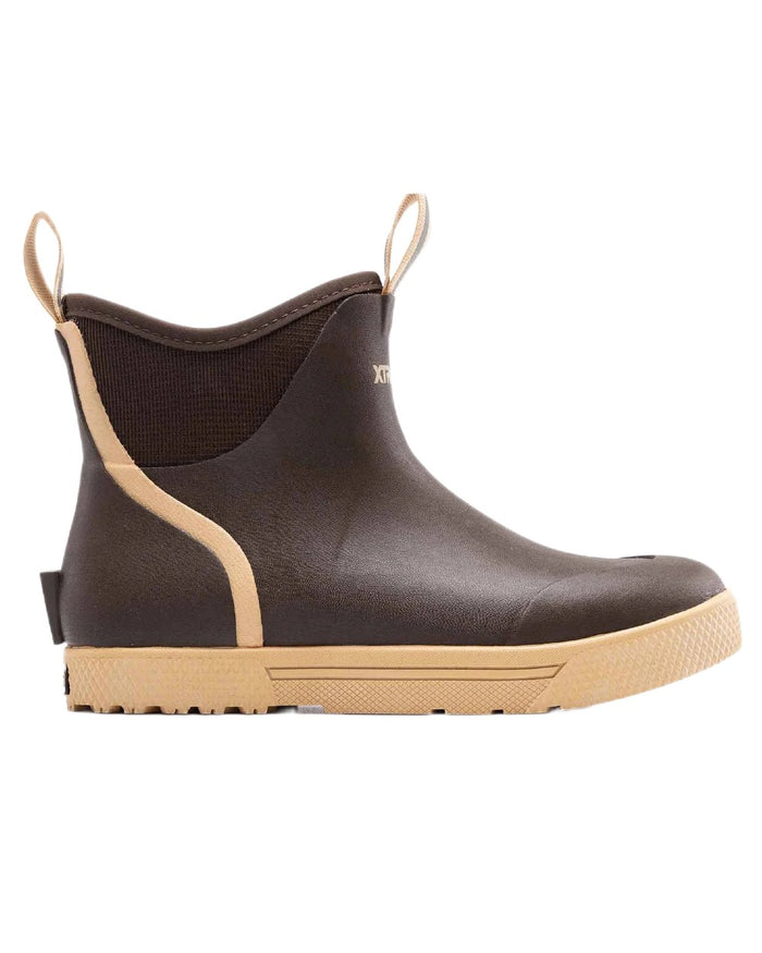 Brown Coloured Xtratuf Mens 6" Wheelhouse Ankle Boat Boots on white background #colour_brown