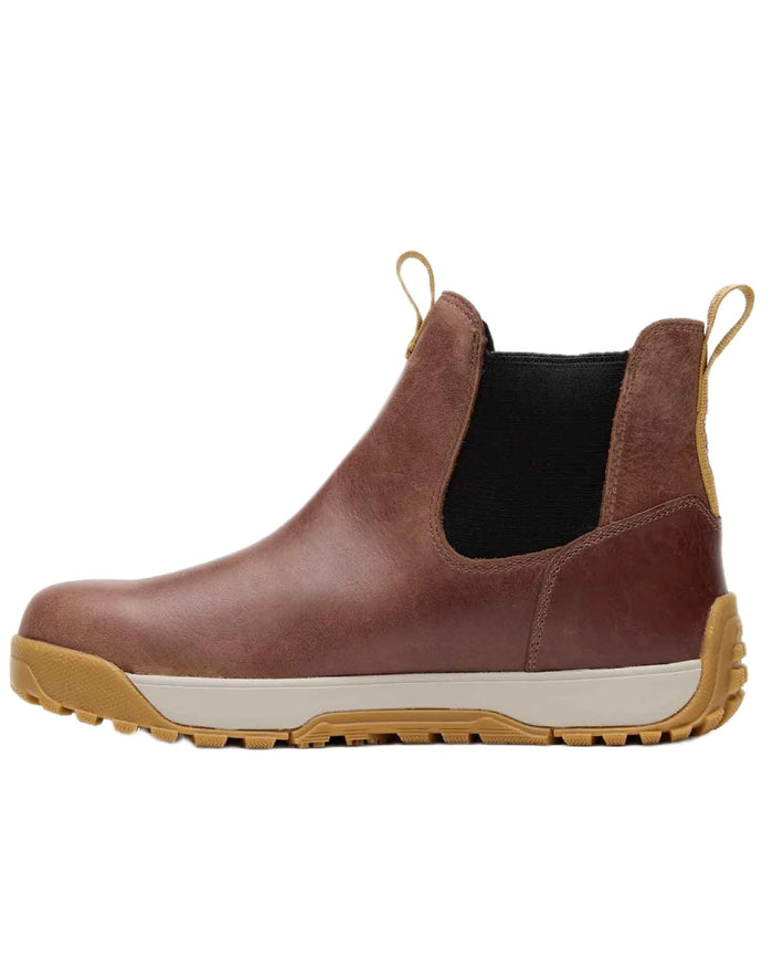 Brown coloured Xtratuf Mens Ankle Deck Leather Boots on white background #colour_brown