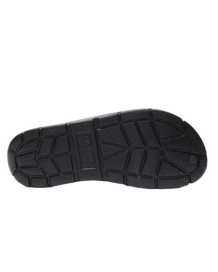 Black Coloured Xtratuf Mens Apres Fish Sliders on white background #colour_black
