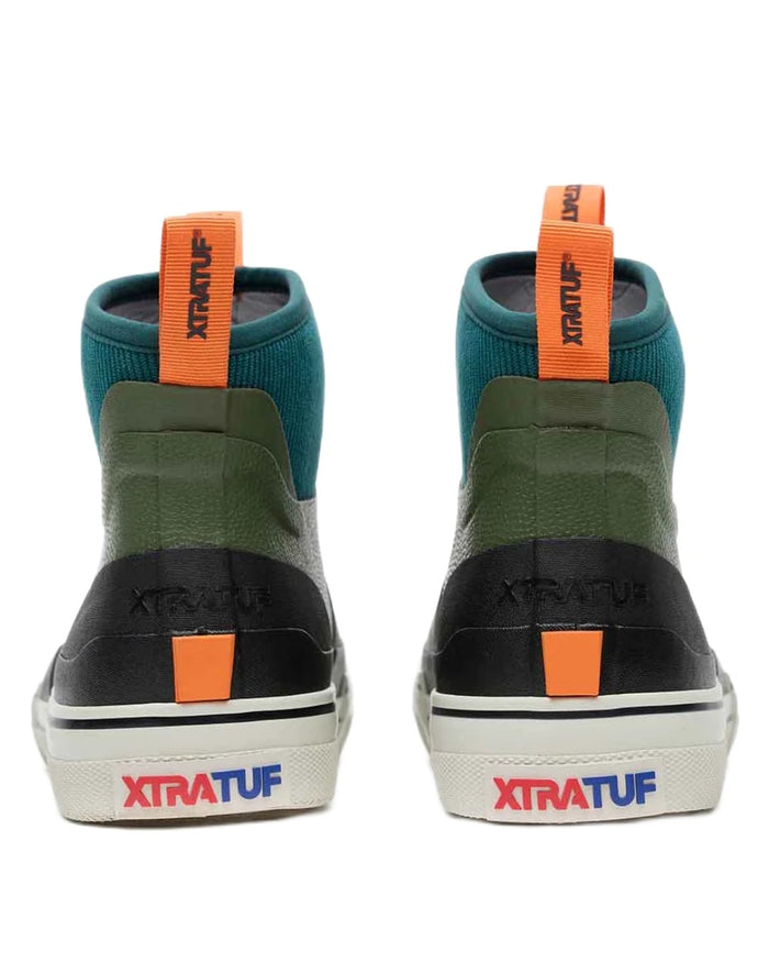 Green coloured Xtratuf mens Out Of The Ordinary Deck Boots on whit e background #colour_green