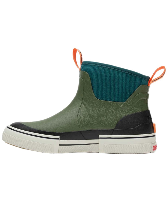 Green coloured Xtratuf mens Out Of The Ordinary Deck Boots on whit e background #colour_green