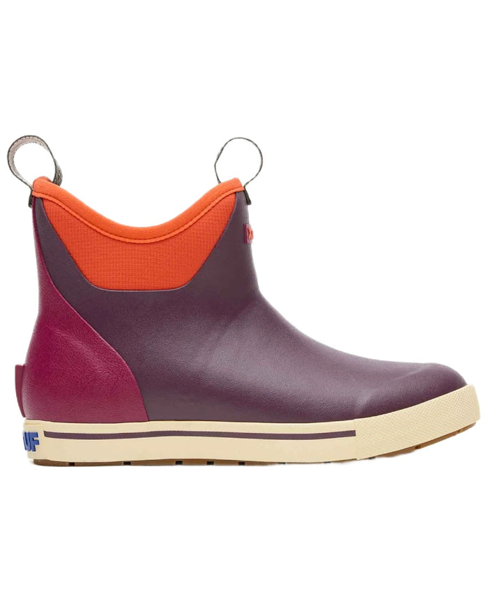 Fig Coloured Xtratuf Womens 6" Ankle Deck Camp Boots on white background #colour_fig