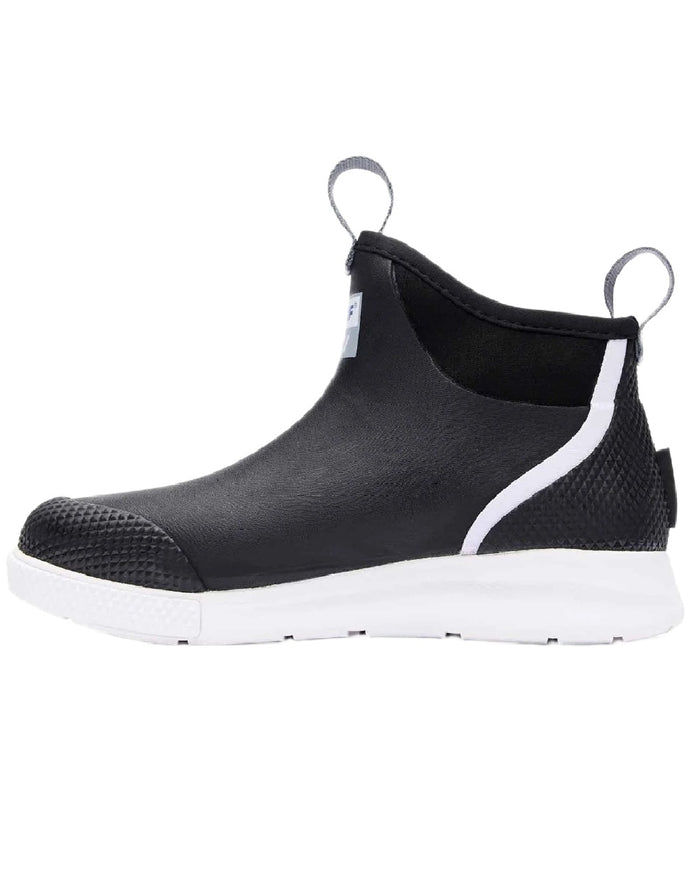 Black Coloured Xtratuf Womens 6" Ankle Deck Sport Boots on white background #colour_black