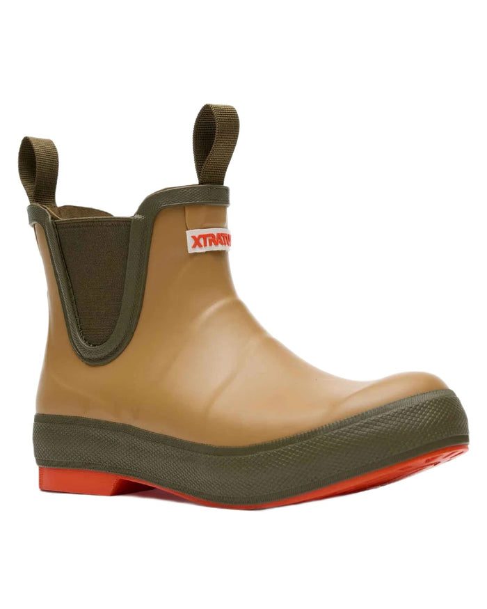 Sahara Coloured Xtratuf Womens 6" Legacy Ankle Deck Boots on white background #colour_sahara