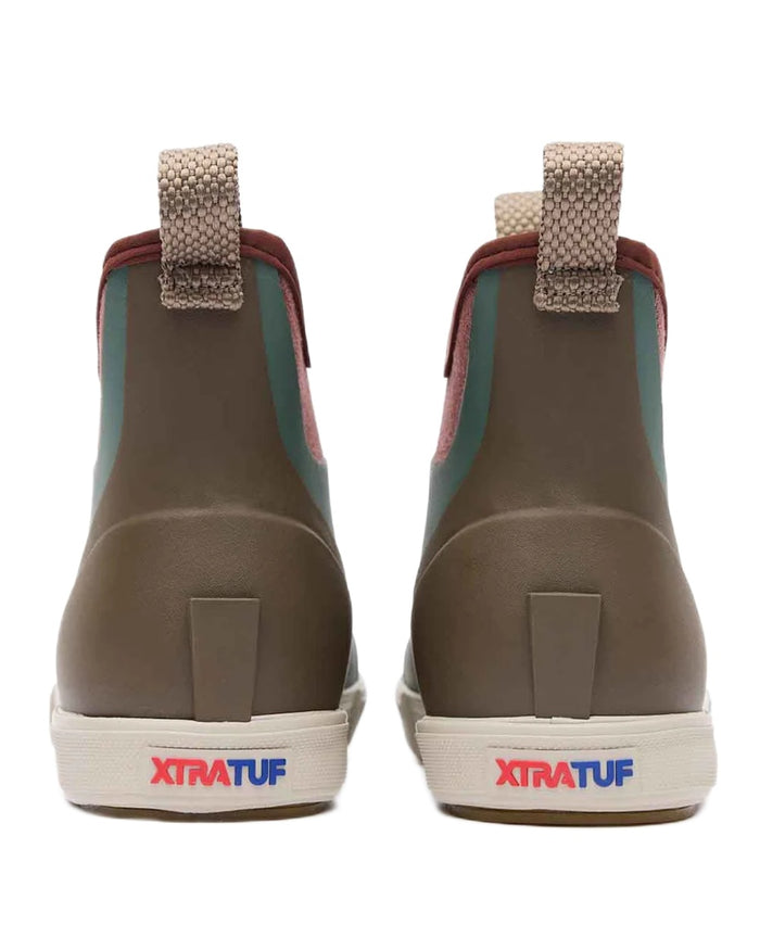 Vintage Sage Coloured Xtratuf Womens 6" Ankle Deck Vintage Boots on white background #colour_vintage-sage