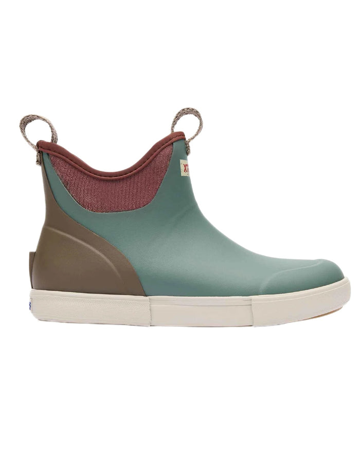 Vintage Sage Coloured Xtratuf Womens 6" Ankle Deck Vintage Boots on white background #colour_vintage-sage