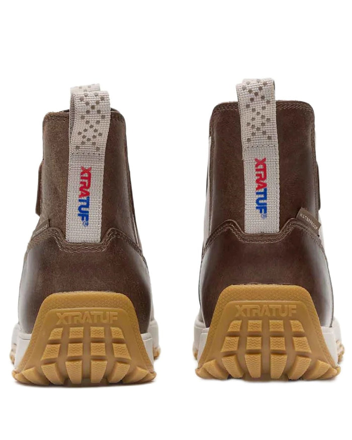Stone coloured Xtratuf Womens Ankle Deck Leather Boots on white background #colour_stone