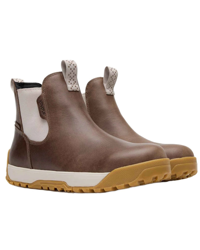 Stone coloured Xtratuf Womens Ankle Deck Leather Boots on white background #colour_stone